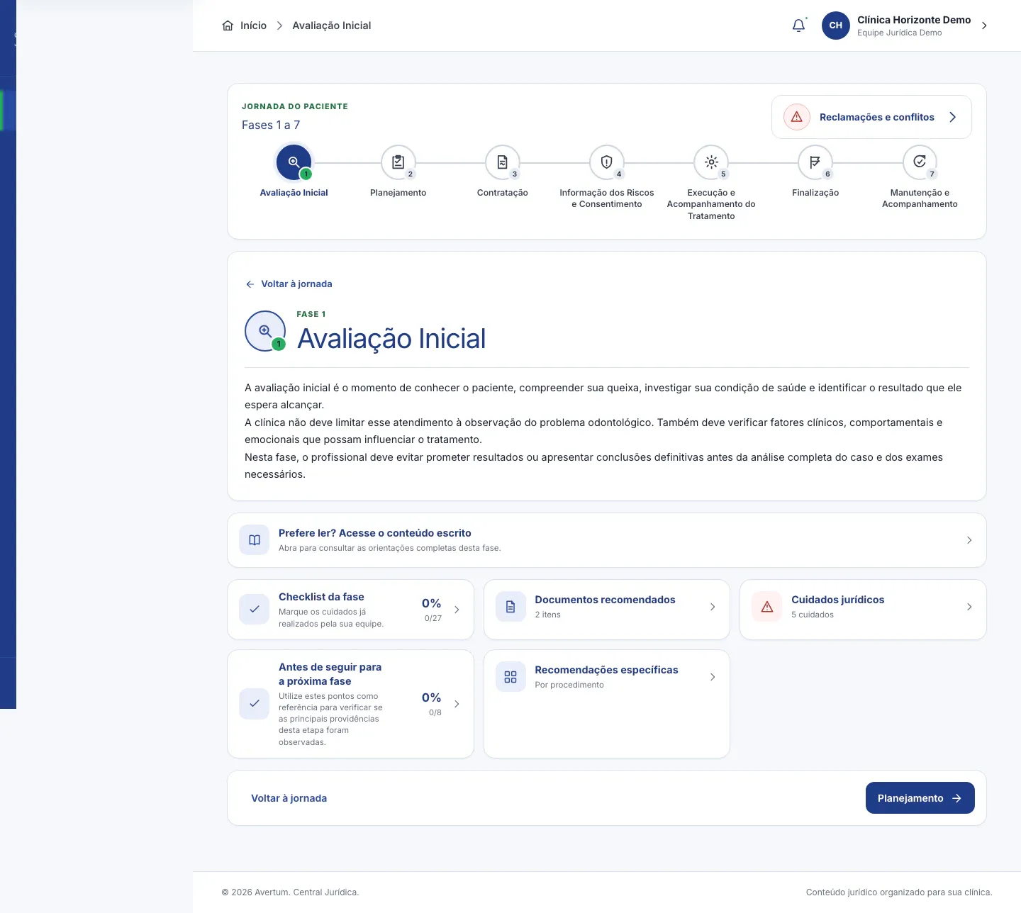 Guided legal content inside the portal