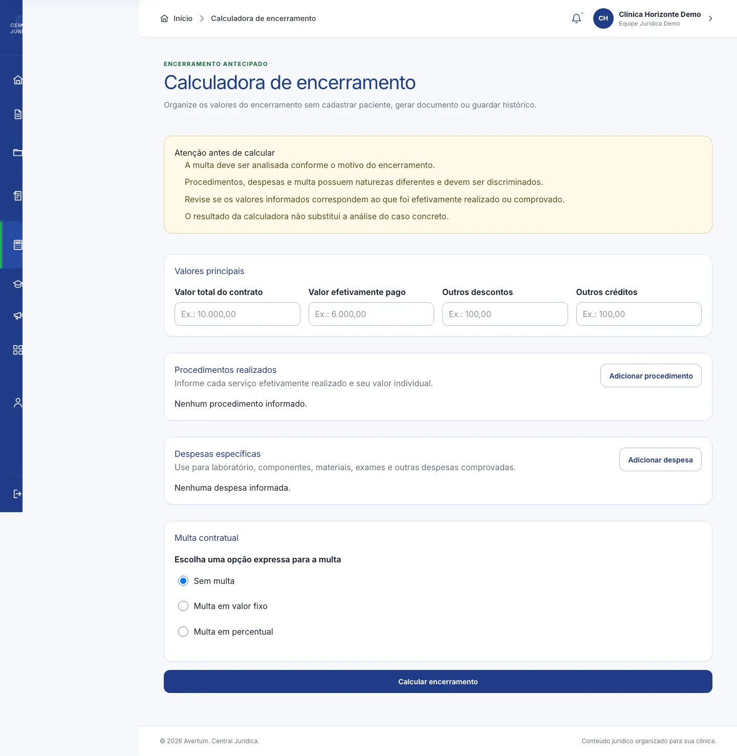 Contract termination calculator