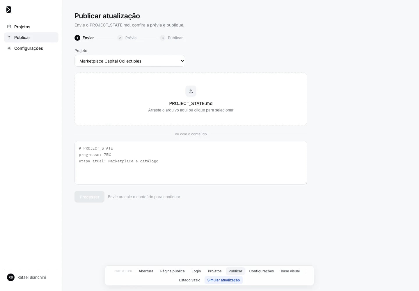 Fluxo de publicação de uma atualização