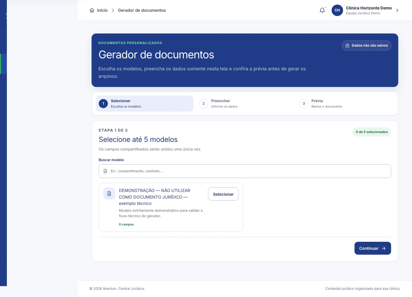 Gerador privado de documentos jurídicos