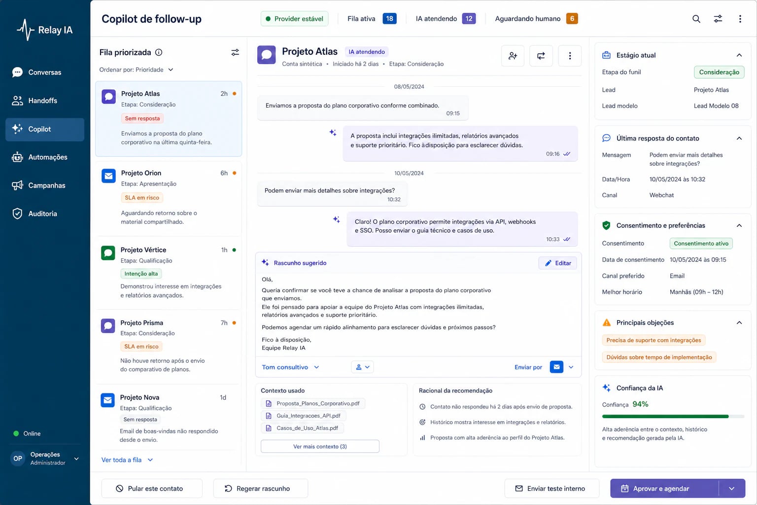 Copilot de follow-up do CRM com IA