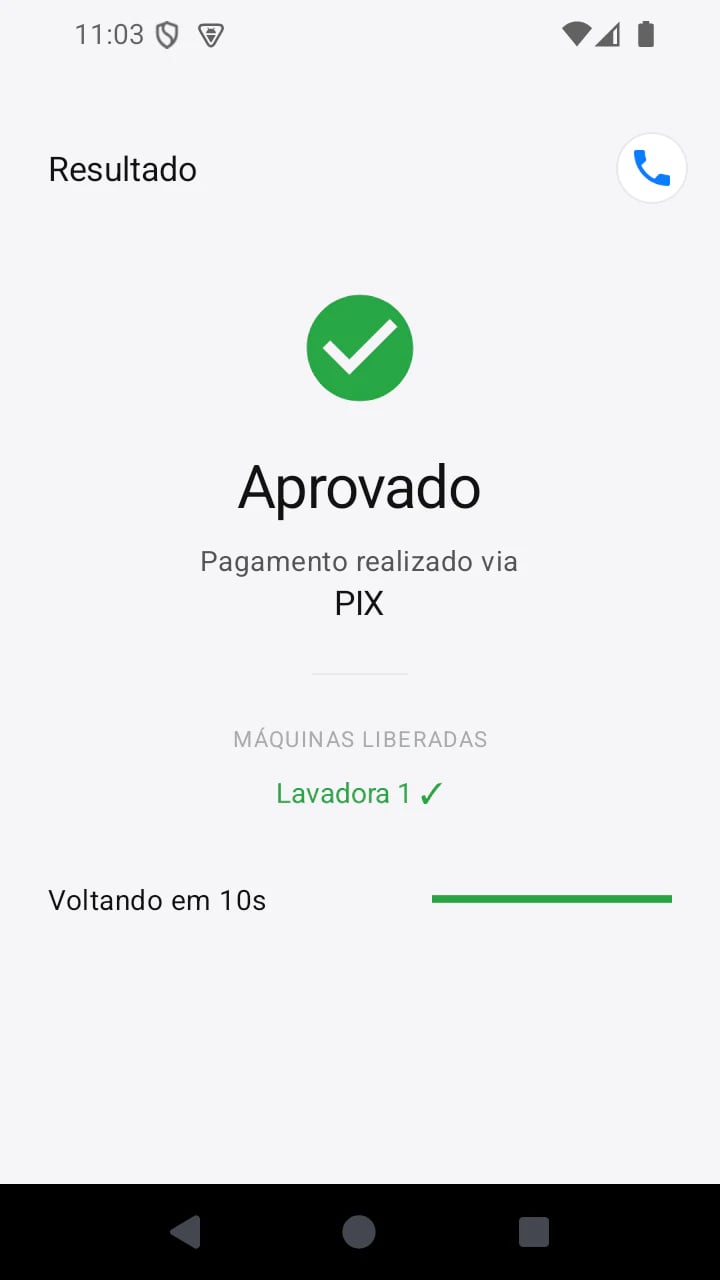 Confirmação de pagamento e liberação da máquina