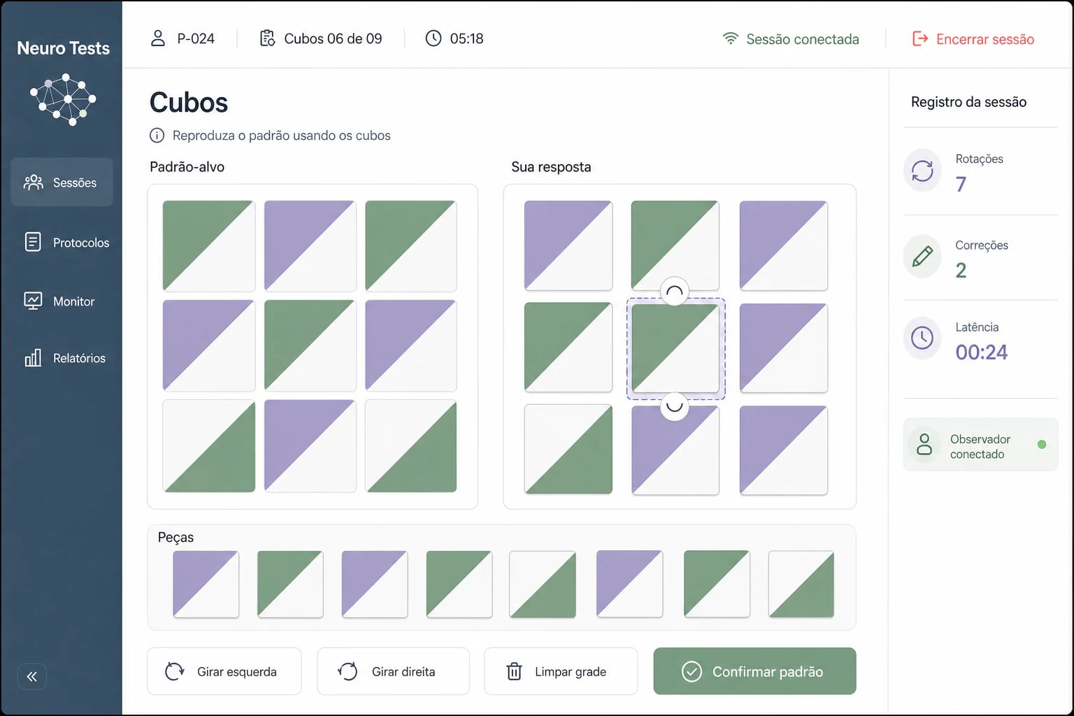 Aplicação digital do teste de Cubos